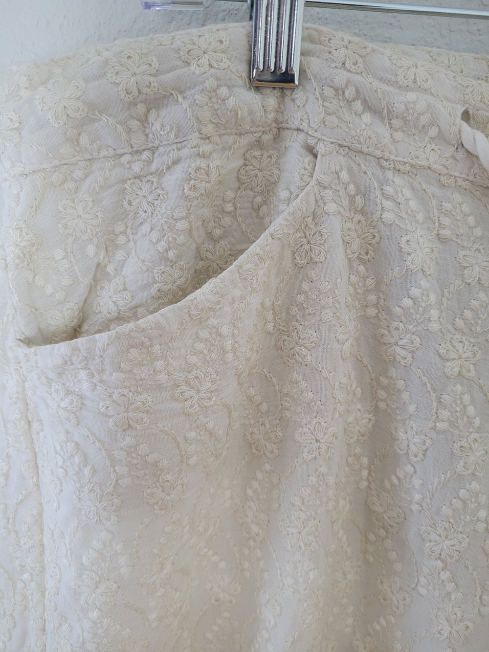 Sundance Cream Textured Trousers. with Braided Ties Size 14 - Picture 3 of 12